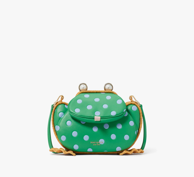 Shop Kate Spade Lily Polka Dot Wicker 3d Frog Crossbody In Candy Grass