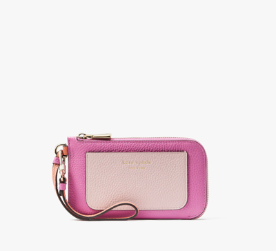 Shop Kate Spade Ava Colorblocked Coin Card Case Wristlet In Echinacea Flower