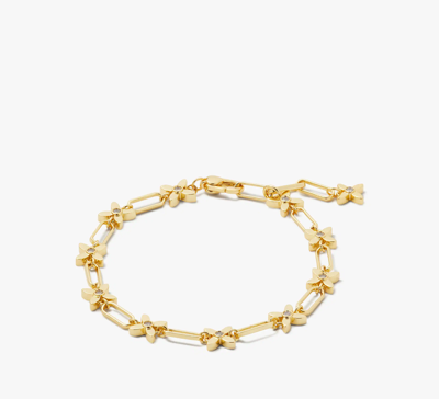 Shop Kate Spade Heritage Bloom Line Bracelet In Clear/gold