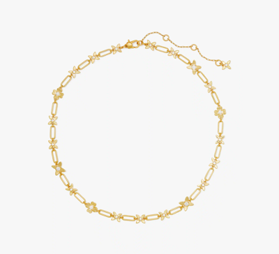 Shop Kate Spade Heitage Bloom Necklace In Clear/gold