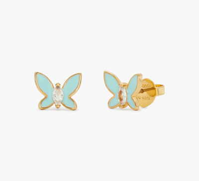 Shop Kate Spade Social Butterfly Mini Studs In Turquoise