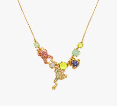 Shop Kate Spade Take The Leap Necklace In Blue/multi