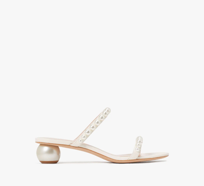 Shop Kate Spade Palm Springs Pearl Slide Sandals In Cream