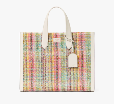 Shop Kate Spade Manhattan Tweed Large Tote In Parchment