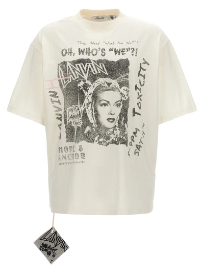 Shop Lanvin Printed T-shirt In White/black