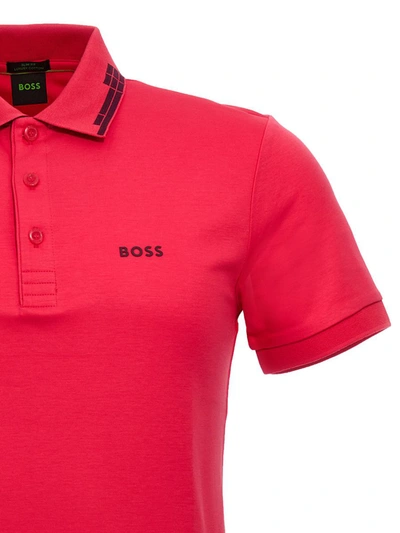 Shop Hugo Boss Logo Polo Shirt In Fuchsia