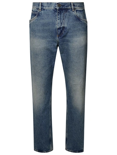 Shop Balmain Blue Cotton Jeans