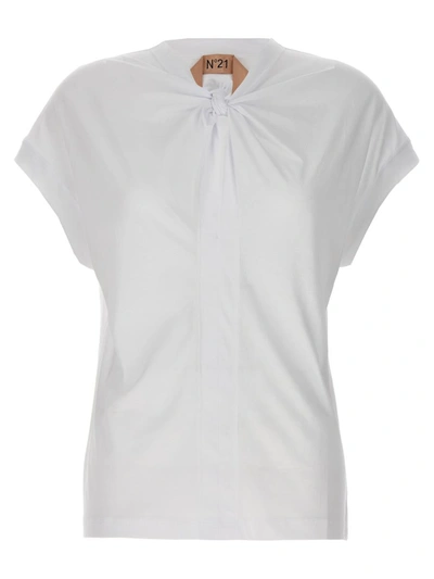 Shop N°21 Knot Detail T-shirt In White