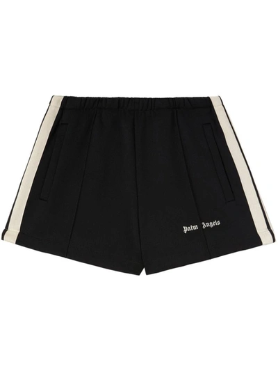 Shop Palm Angels Side-stripe Track Shorts In Black Off White
