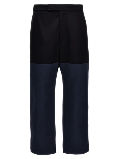 Thom Browne Unconstructed Combo Straight-leg Trousers In Blue
