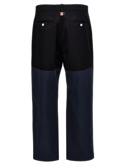 Thom Browne Unconstructed Combo Straight-leg Trousers In Blue