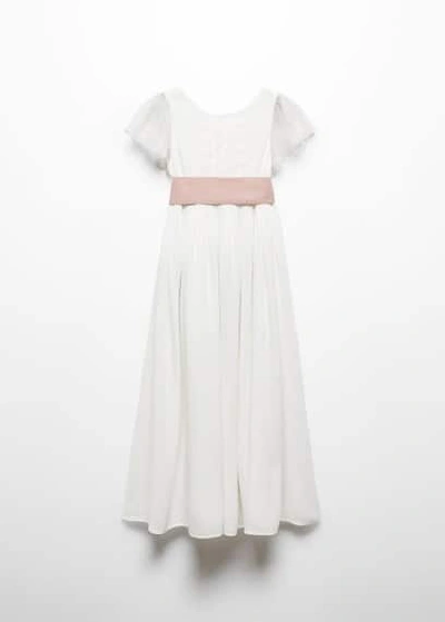 Shop Mango Bow Embroidered Dress White