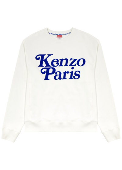 Shop Kenzo Logo-appliquéd Cotton Sweatshirt In Off White