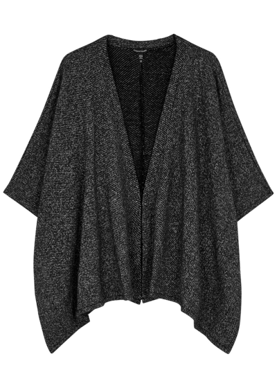 Shop Eileen Fisher Knitted Cotton Cape In Dark Grey