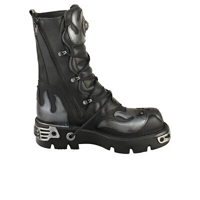Pre-owned New Rock Rock Boot Metallic M-107-s2 Unisex Black Platform Boots