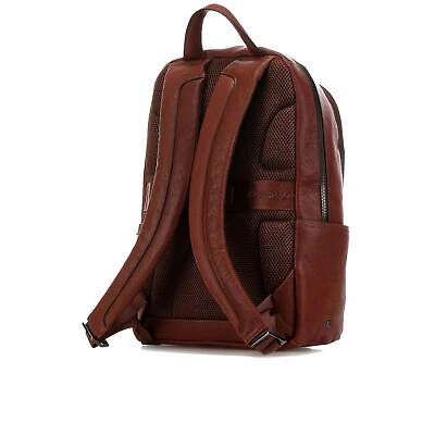 Pre-owned Piquadro Men Business Backpack  Black Square Ca3214b3 Bag In Light Brown Leather