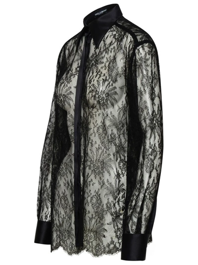 Shop Dolce & Gabbana Black Lace Shirt In Grey