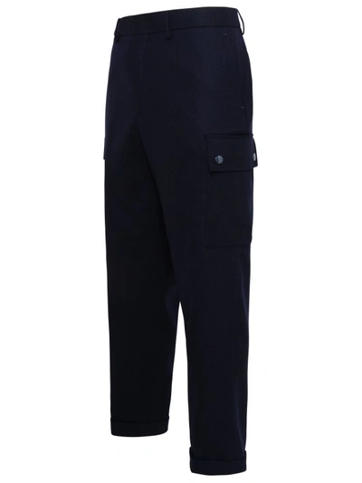 Shop Etro Blue Wool Cargo Trousers In Black