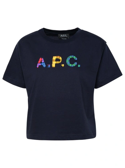 Shop Apc Val Navy Cotton T-shirt In Black