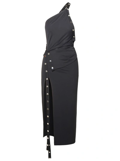 Shop Attico Black Acetate Blend Midi Dress