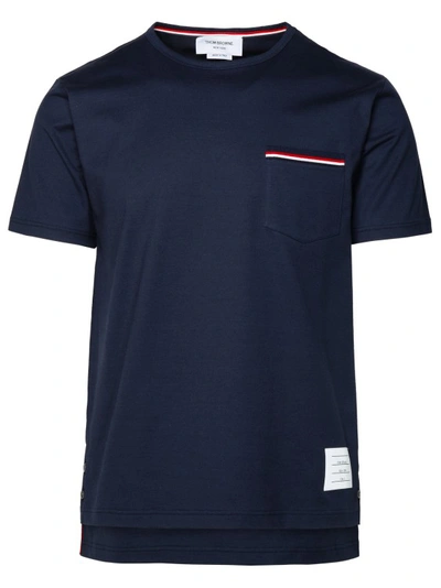 Shop Thom Browne Navy Cotton T-shirt In Black