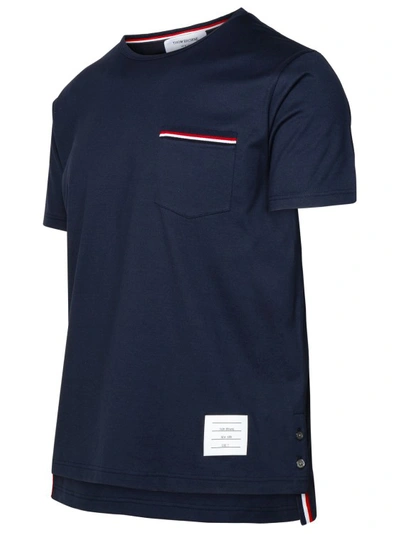 Shop Thom Browne Navy Cotton T-shirt In Black