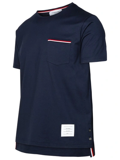 Thom Browne Jersey Cotton Short Sleeve Pocket Tee In Black
