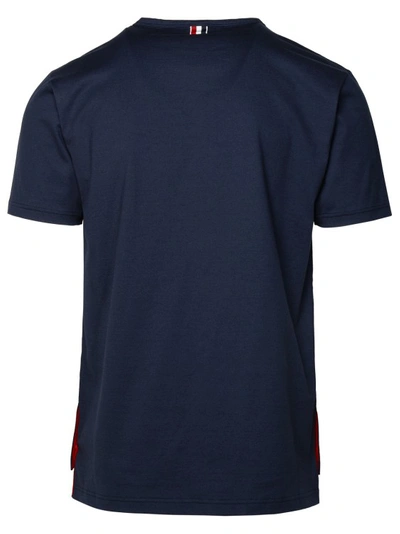 Shop Thom Browne Navy Cotton T-shirt In Black