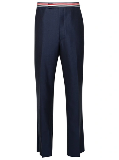 Shop Thom Browne Rwb Blue Wool Pants In Black
