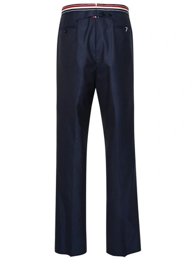 Shop Thom Browne Rwb Blue Wool Pants In Black