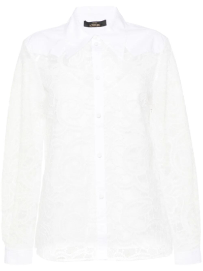 Shop Twinset `actitude` Embroidered Organdy Shirt In White