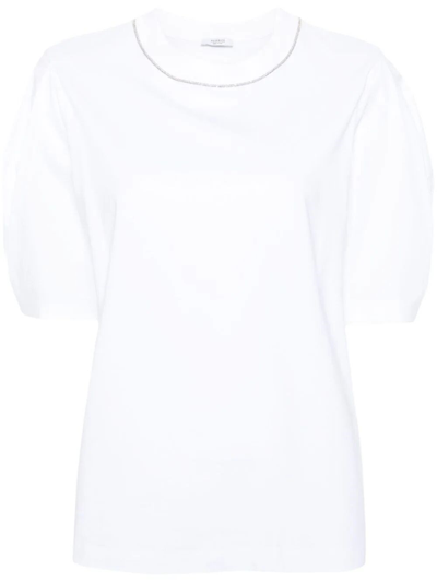 Shop Peserico Short Sleeve Sweater In White
