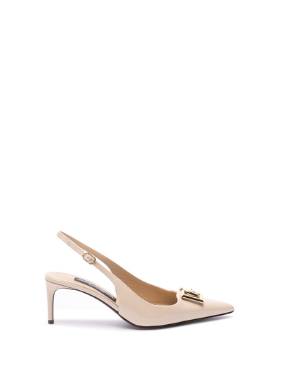 Dolce & Gabbana 60mm Logo-plaque Slingback Pumps In Neutrals