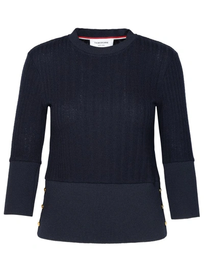 Shop Thom Browne Navy Virgin Wool Sweater In Black