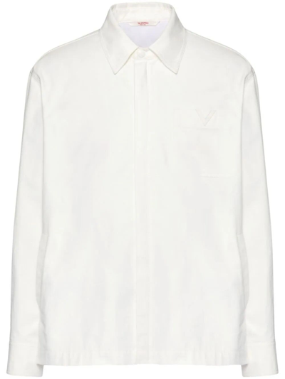 Shop Valentino `v Detail` Padded Shirt In Beige
