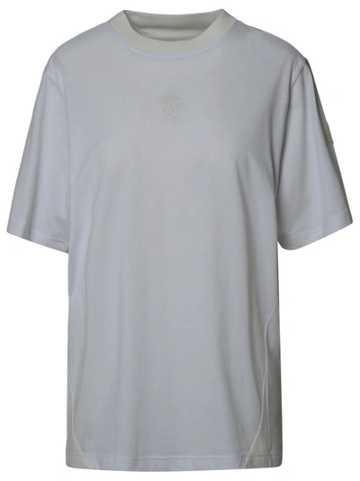 Shop Moncler White Cotton T-shirt In Grey