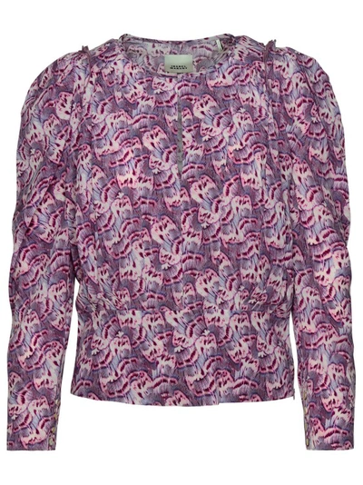 Shop Isabel Marant Zarga' Blouse In Mauve Silk Blend In Pink