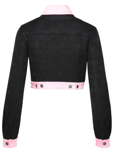 Shop Moschino Logo Black Cotton Blend Jacket
