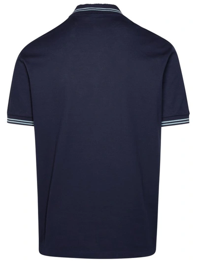 Shop Versace Medusa' Blue Cotton Polo Shirt In Black