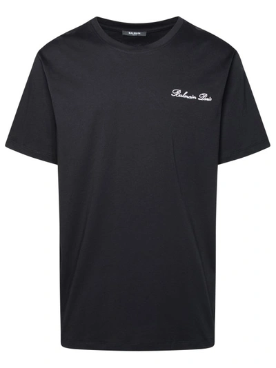 Shop Balmain Iconica' Black Cotton T-shirt