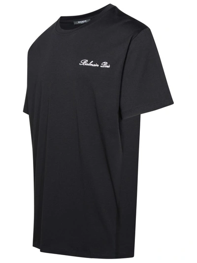 Shop Balmain Iconica' Black Cotton T-shirt