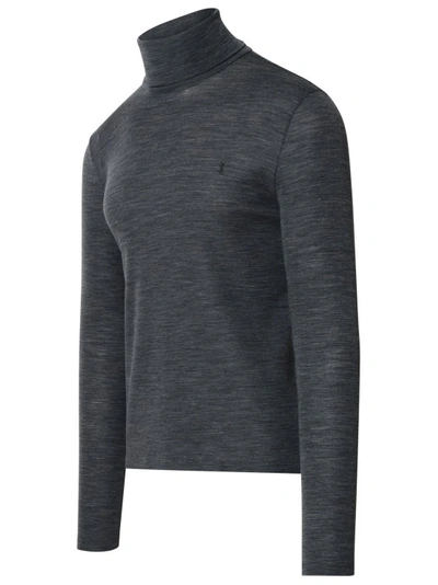 Shop Saint Laurent Grey Wool Turtleneck Sweater In Black