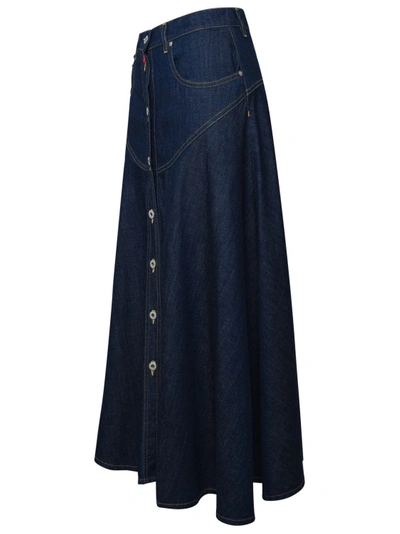 Shop Kenzo Blue Cotton Skirt In Black