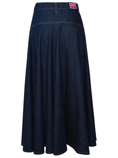 Shop Kenzo Blue Cotton Skirt In Black