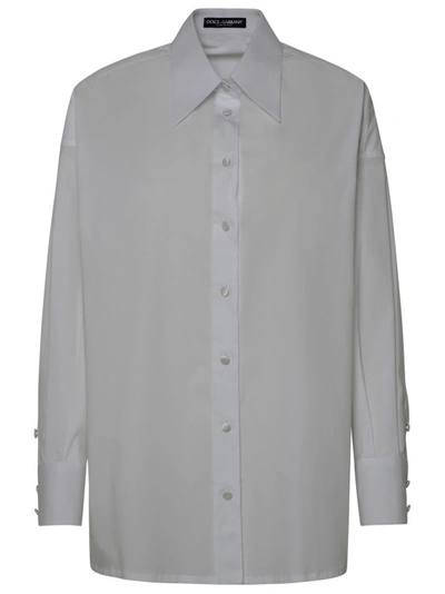 Shop Dolce & Gabbana White Cotton Shirt In Grey