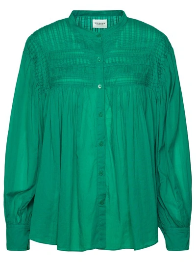 Shop Isabel Marant Étoile Plalia Emerald Green Cotton Shirt In Blue