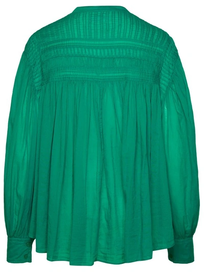 Shop Isabel Marant Étoile Plalia Emerald Green Cotton Shirt In Blue