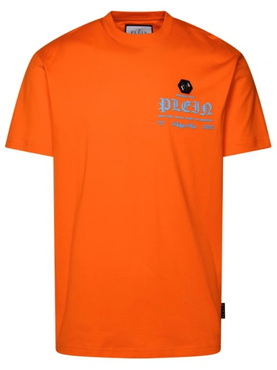 Shop Philipp Plein Orange Cotton T-shirt