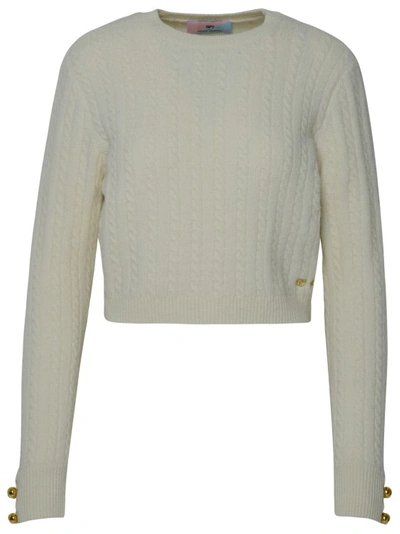 Shop Chiara Ferragni Ivory Wool Blend Sweater In Grey