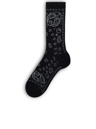 Shop Alanui Blue Cotton Socks In Black